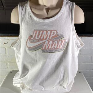 Jordan White Tank Top with Red and Gray Logo